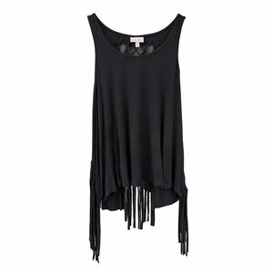 Shyanne Black Fringe Tank Top Western Festival Macrame Back Size M